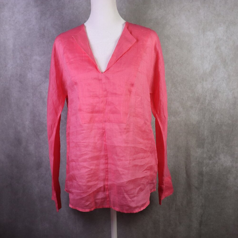 J Crew Ramie Tunic Top Womens XXS Oversized Pink Lightweight Beach Resort Casual